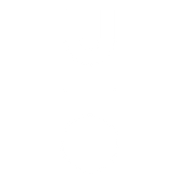 U for unscripted over a circle shape representing the grapes of unscripted wines with horizontal line in the middle white against transparent background (for use on dark backgrounds)